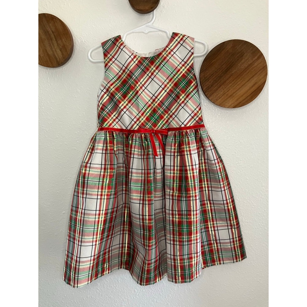 Bonnie Jean Girls Holiday Winter Plaid Dress Size 5